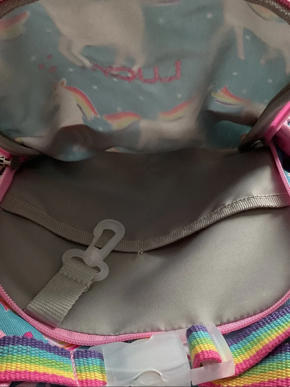 Pottery Barn Kids Aqua & Pink Unicorn Backpack and pencil case with Rainbows 565